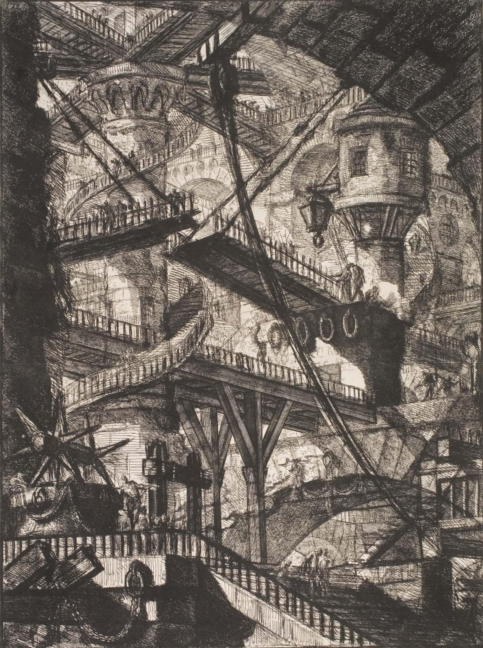 SERENDIPITP Abstract Painting Mural Print Picture Wall Decor Painting the Drawbridge by Battista Piranesi Vintage Wall Artwork for Home Decor 60x90cm