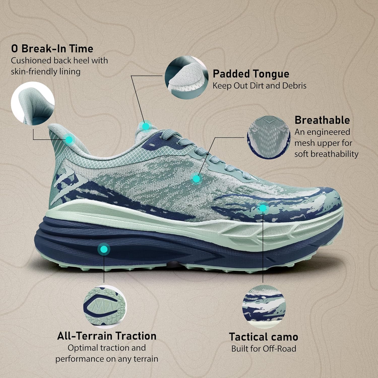 Men's Hiking Shoes Breathable Slip Resistant Sneakers Lightweight High-Traction Grip Trail Running Shoes