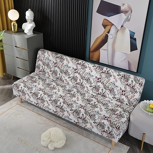 Miniatura 3 de Funda estampada para futón, fundas elásticas para sofá cama, tamaño matrimonial, individual, queen, sin brazos, fundas protectoras con parte