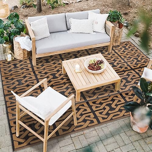 Miniatura 125 de SAND MINE Alfombras reversibles, alfombra de paja de plástico, alfombra de área moderna, alfombra de pavimento grande y alfombra para exteriores