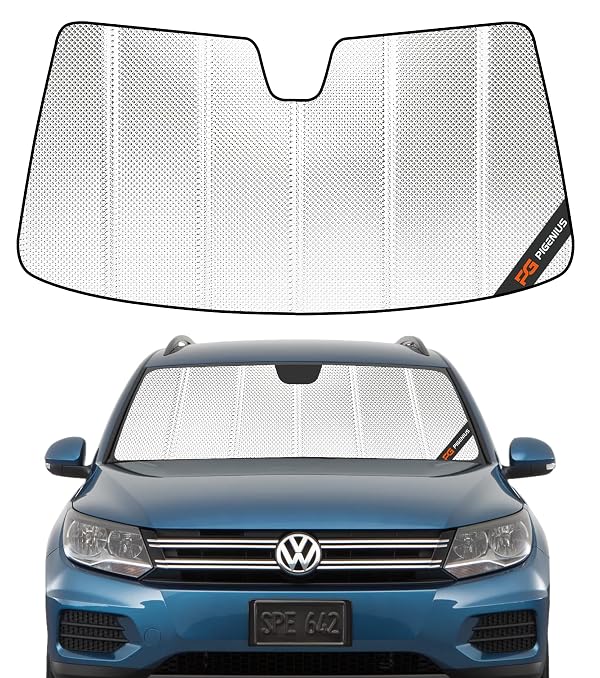 Pigenius Windshield Sun Shade for Volkswagen Tiguan 2009-2017, Volkswagen Tiguan Limited 2018. Reflective Aluminum Film Front Window Sunshade - BLAZBLOCK by Pigenius - Used condition - US$28.20