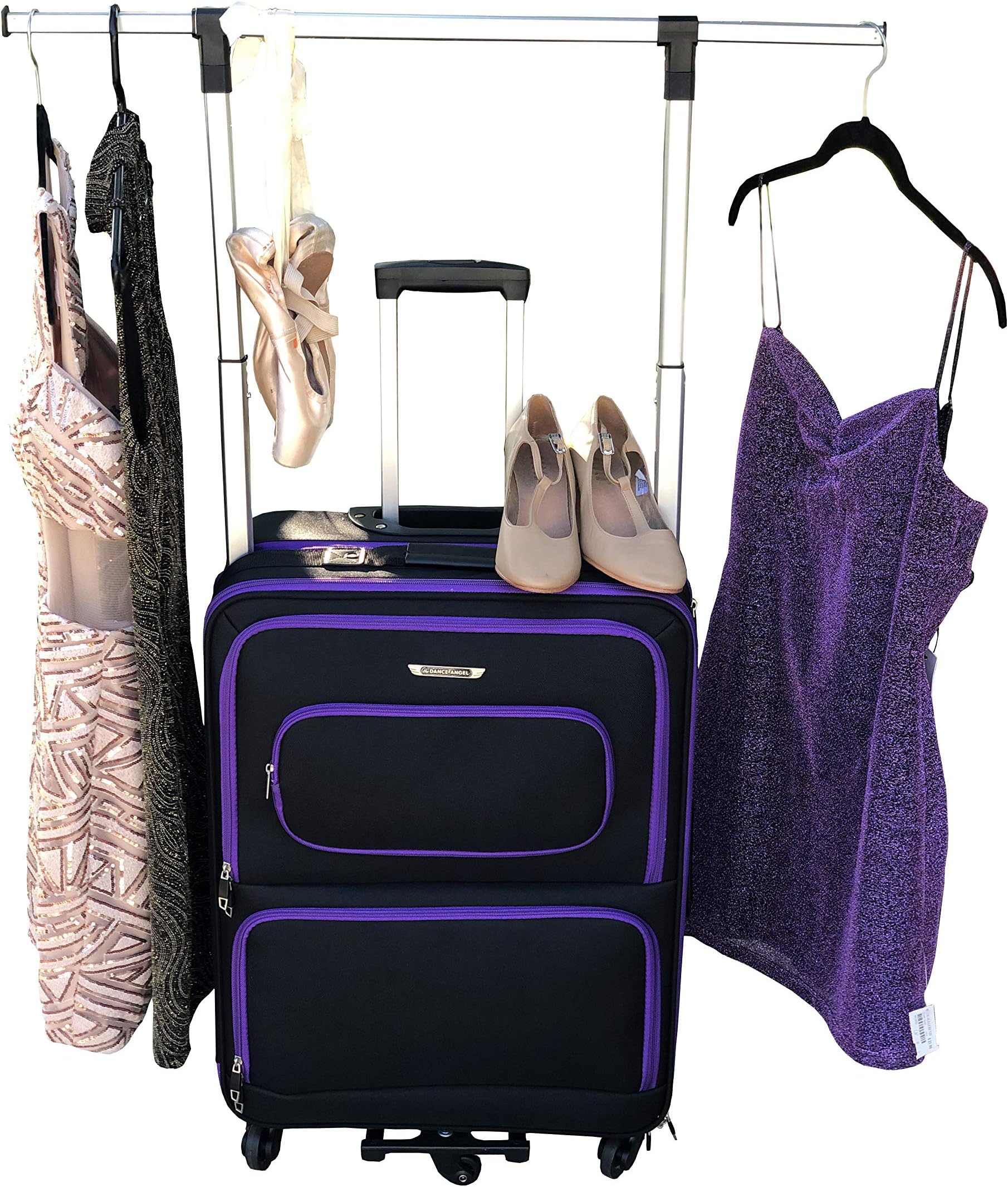 Suitcase Size Medium Purple and Black"Purple Reign" (Rolling Dance Bag With Costume Rack)