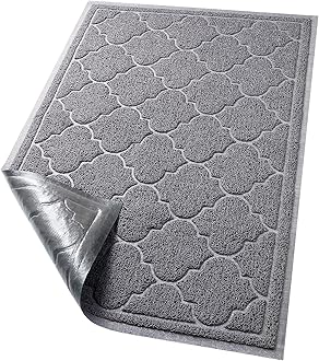 LuxStep Door Mat Large 24x36 Inch Indoor Outdoor Doormat, Non-Slip Low-Profile Design Floor Mat,Front Door Welcome Mat for Entryway,Patio,Garage, Light Grey