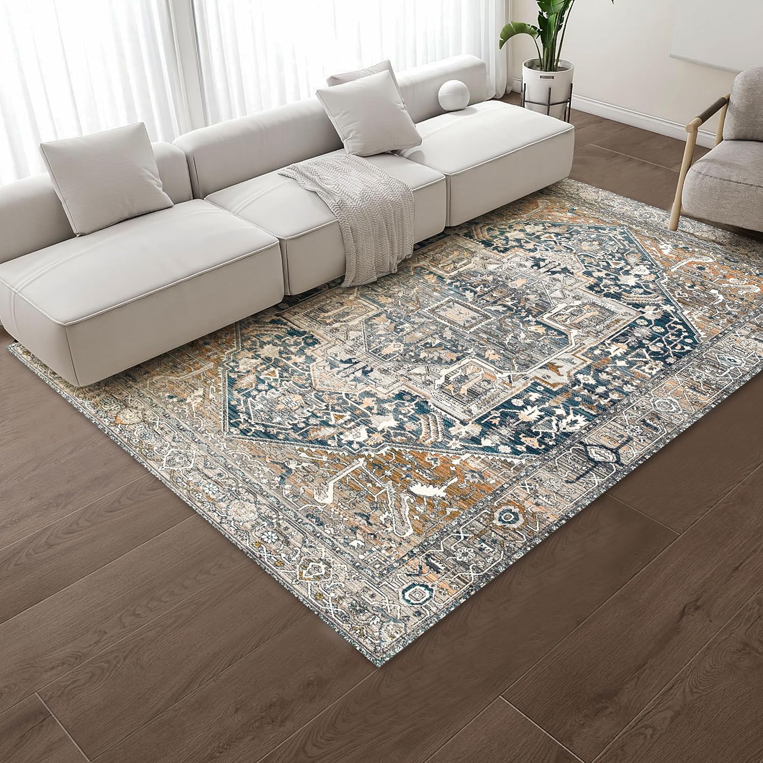 Artnice Boho Area Rug 5x7, Vintage Throw Rugs Washable Non