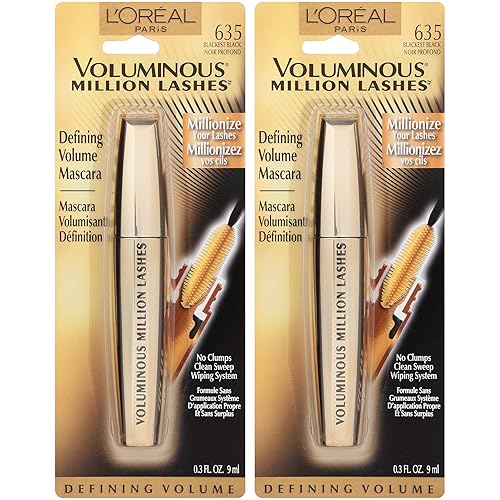 Vista 15 de L'Oreal Paris Voluminous Million Lashes máscara, 0.3 onza, negro marrón Lavable Negro Marrón