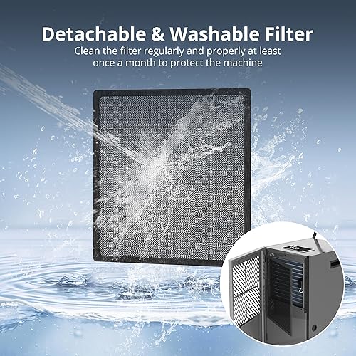 Miniatura 3 de Kesnos Deshumidificador comercial de 155 pintas con bomba - Deshumidificador con manguera de drenaje y temporizador de 24 horas en gran espacio de