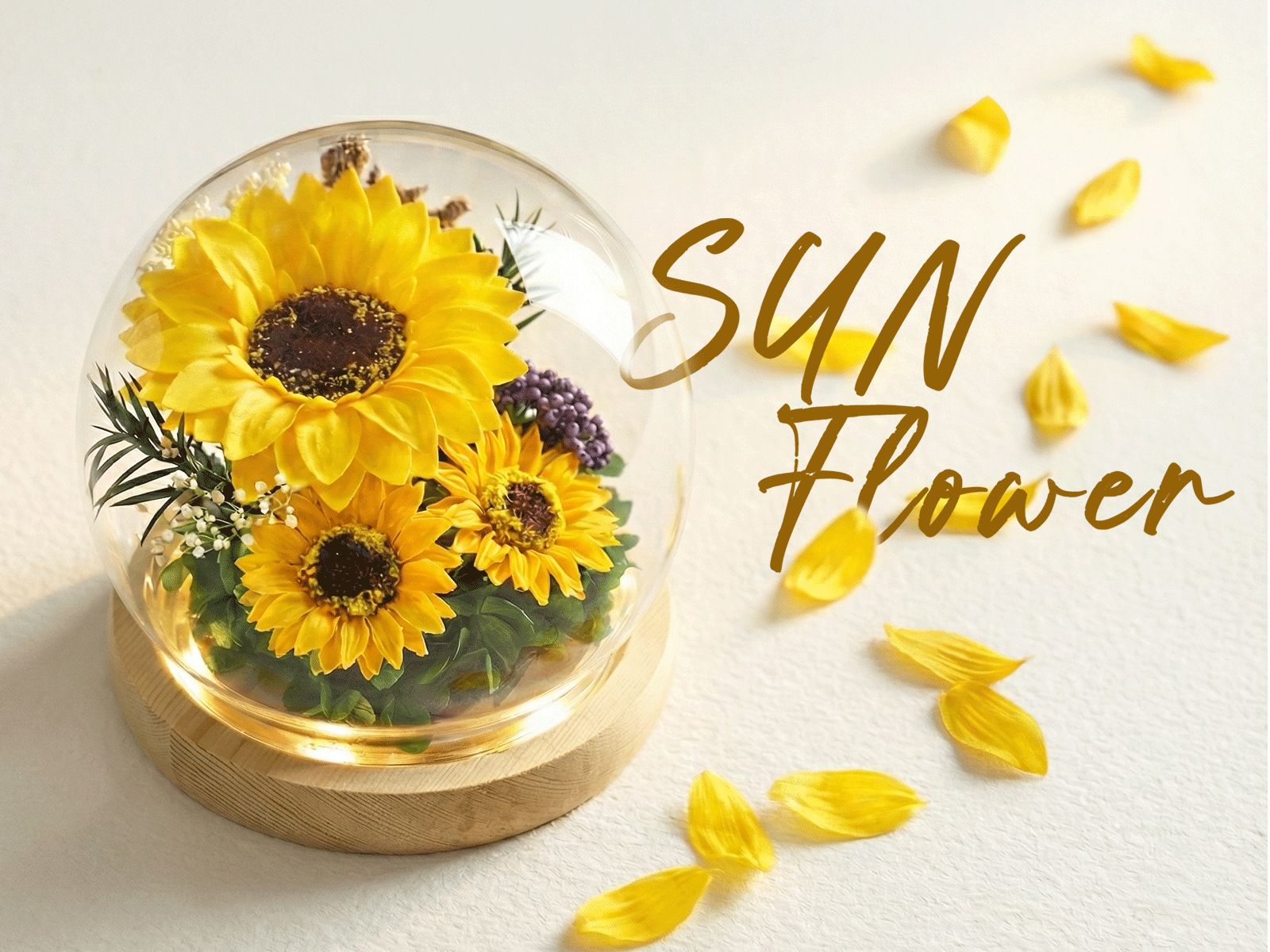 Mothers Day Sunflower Gifts for Mom Birthday Gift for Women, LED Glass Dome Preserved Eternal Flower Home Decor, for Mom Grandma Wife