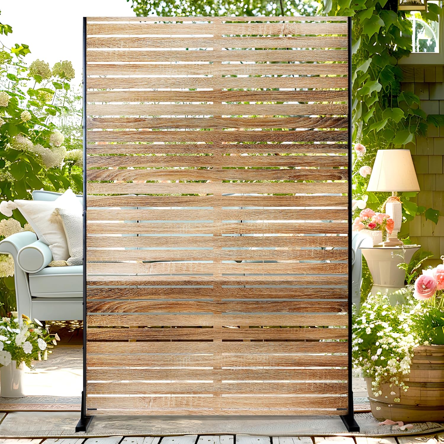 72" H47" W Metal Outdoor Privacy Screen Freestanding, Outdoor Privacy Screens and Panels for Patio Lawn Deck, Decorative Fence(Consists of 3 Panels)