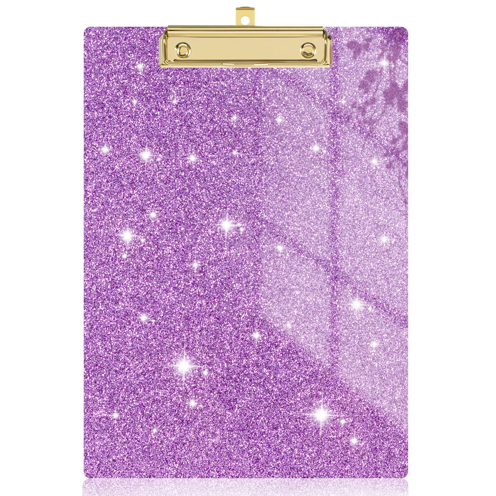 Rimilak Acrylic Glitter Clipboards, Sparkly Board with Low Profile Gold Clip, Designed for Classroom School and Office Use, A4 Letter Size 9 x 12.5 in, Purple