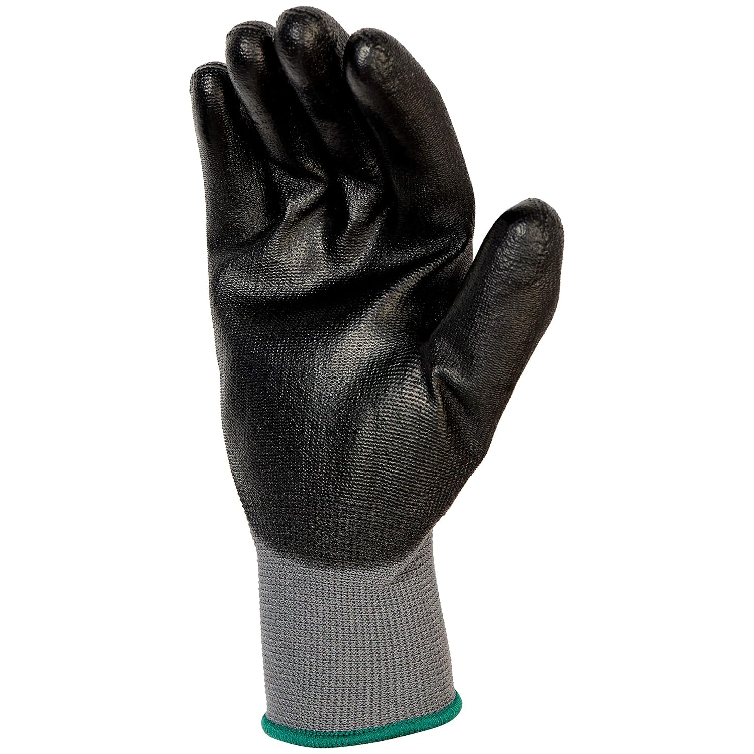 AmazonBasics Polyurethane Coated Work Gloves, Polyester Liner Fiber, Touch Screen, Grey, Size 8, M, 12-Pair