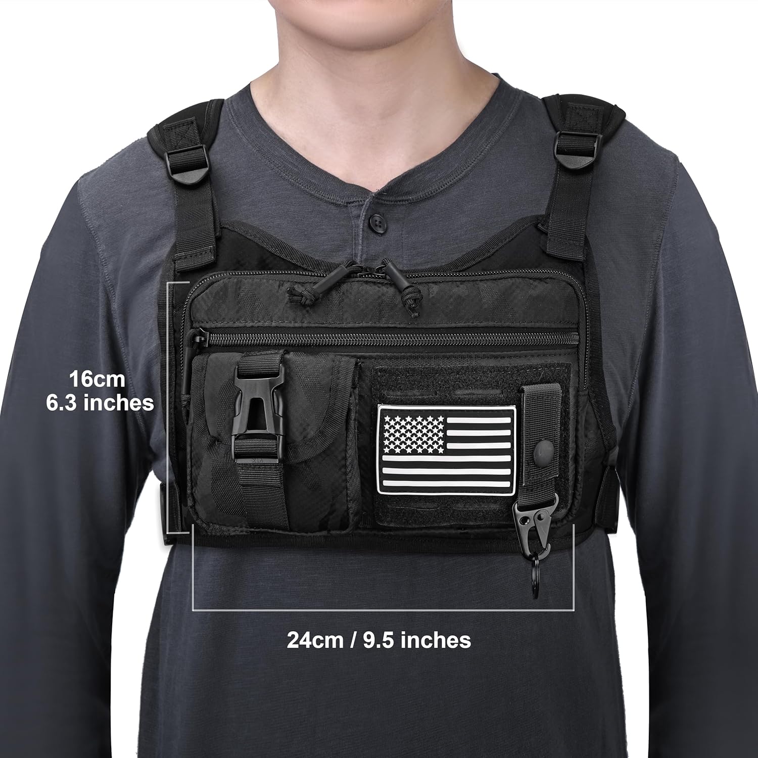 DEYACE Chest Bag for Men, Gun Vest Holster Fits Most Pistols, Adjustable EDC Tactical Chest Pack for Workouts Running Hiking