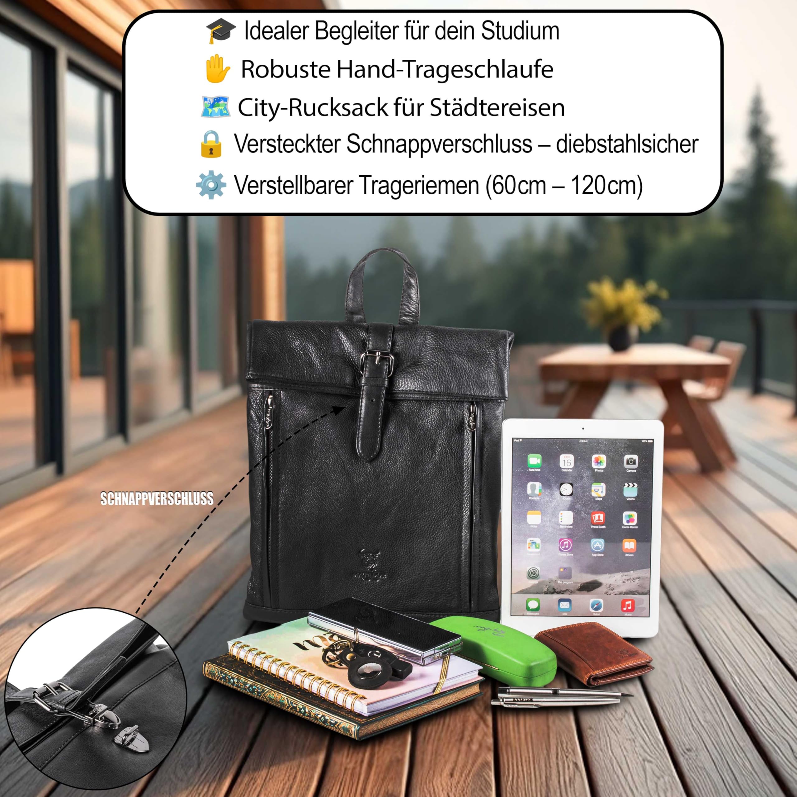 MATADOR Rolltop plecak damski ze skóry 'Maastricht' | skórzany plecak damski torba skórzana damska | plecak dzienny plecak damski plecak miejski plecak damski plecak damski plecak damski plecak