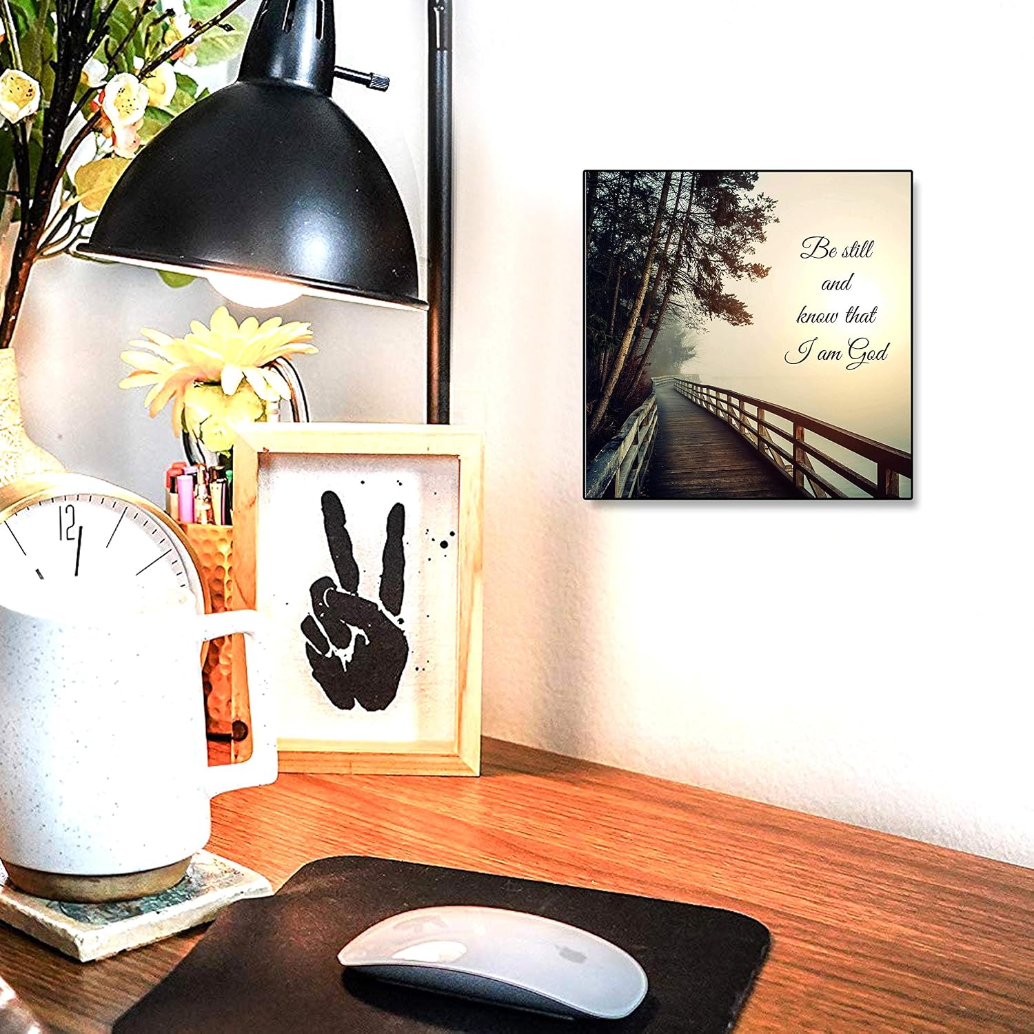 LACOFFIO Be Still and Know That I am God Psalm 46:10 Décor Plaque 6” x 6" Housewarming Gift Idea