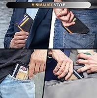 Vista 58 de Travelambo billetera mediana y minimalista de cuero para bolsillo frontal, con bloqueo de interferencia de radiofrecuencia, Verde, Minimalista