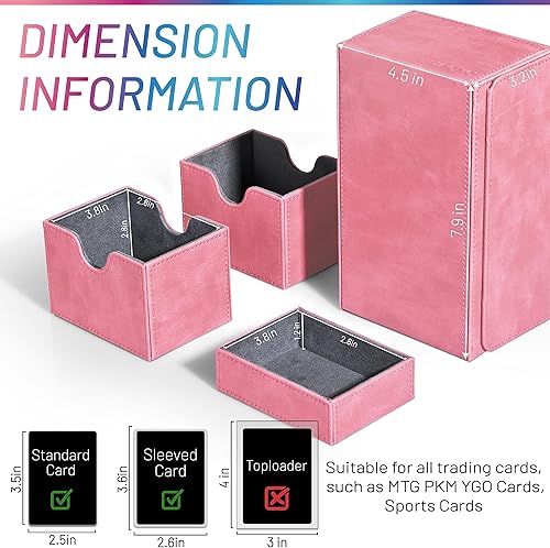 Miniatura 3 de UAONO MTG - Caja de cartas con bandeja rodante de dados, caja de doble cubierta TCG con 3 bandejas para más de 200 tarjetas de doble funda, caja de