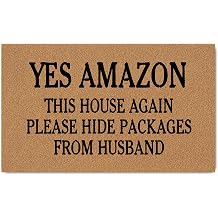 FunXiLin Funny Welcome Door Mats for Home Decor29.5x17.7 inch Front Porch Mats with Anti-Slip Heavy-Duty PVC Backing Personalized Doormat for Entrance Way Amazon This House Again Hide Packages