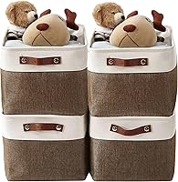 Vista 62 de DECOMOMO Cestas de almacenamiento para estantes, contenedores de almacenamiento de tela, organizadores de armario de lino y almacenamiento