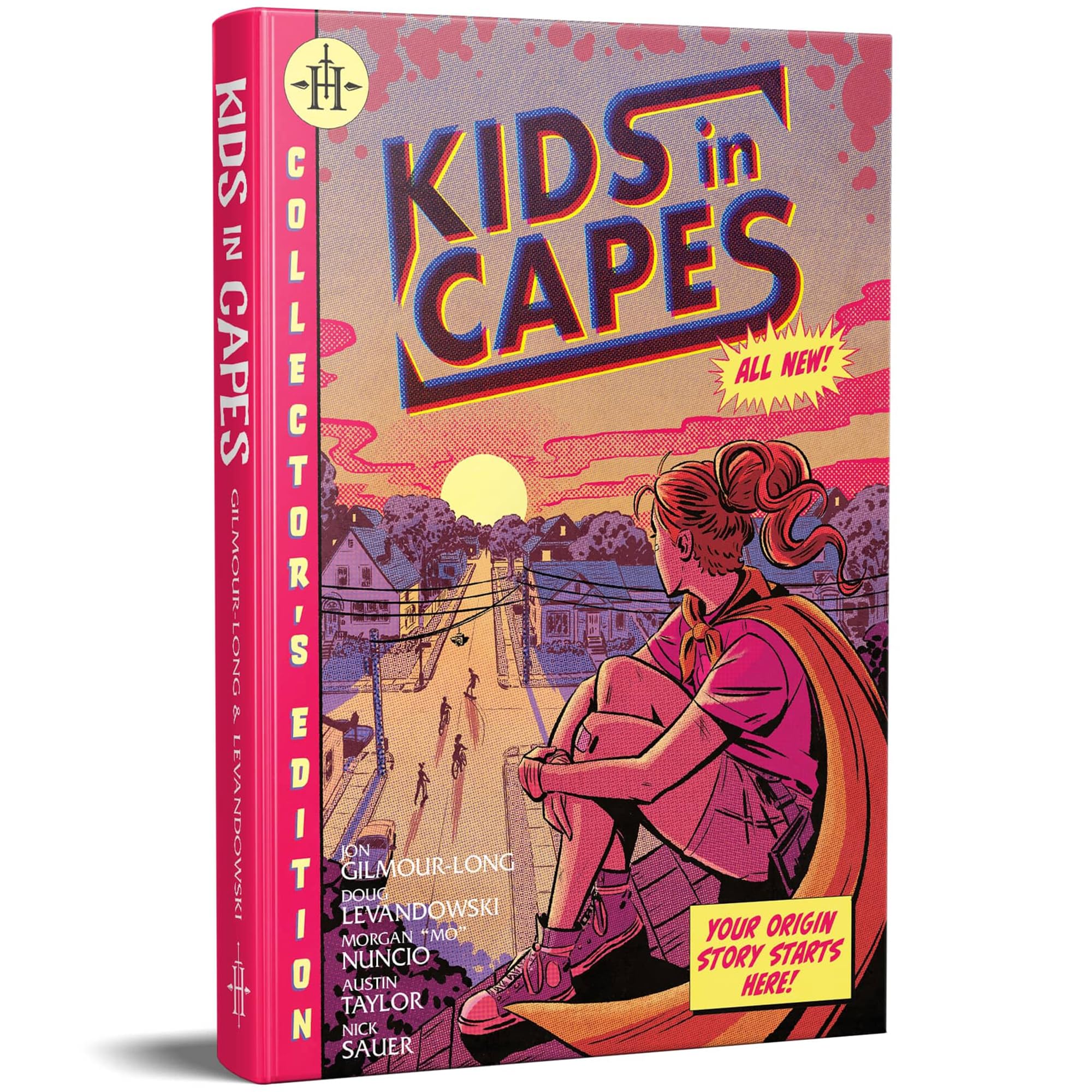 Renegade Game Studios: Kids in Capes, miękka okładka, superbohater, RPG, spin-off of Kids On Bikes, gra fabularna, 160 stron, styl komiksowy