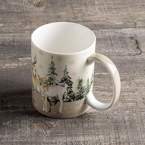Miniatura 7 de Maison d' Hermine - Taza de café de porcelana fina Deer in the Woods con asa para bebidas calientes, café, capuchino, café con leche, cacao, té,