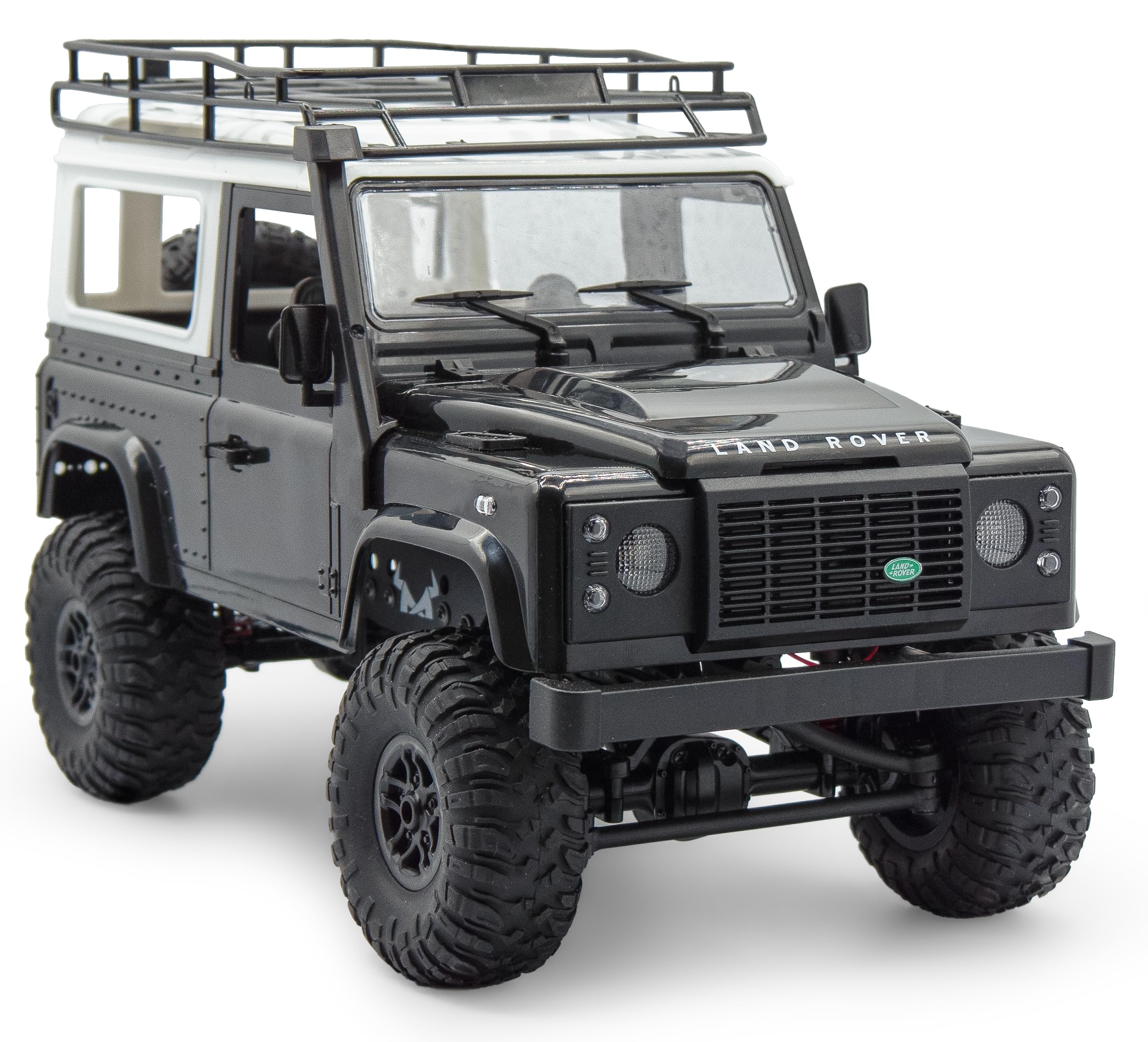 RC Land Rover Adventure 1/12 RTR 4WD | Geländewagen Modellauto | 2,4 GHz Fernsteuerung | LED Beleuchtung | Allradantrieb | Offroad Crawler | Proportionale Steuerung | Li-Ion Akku (Schwarz)