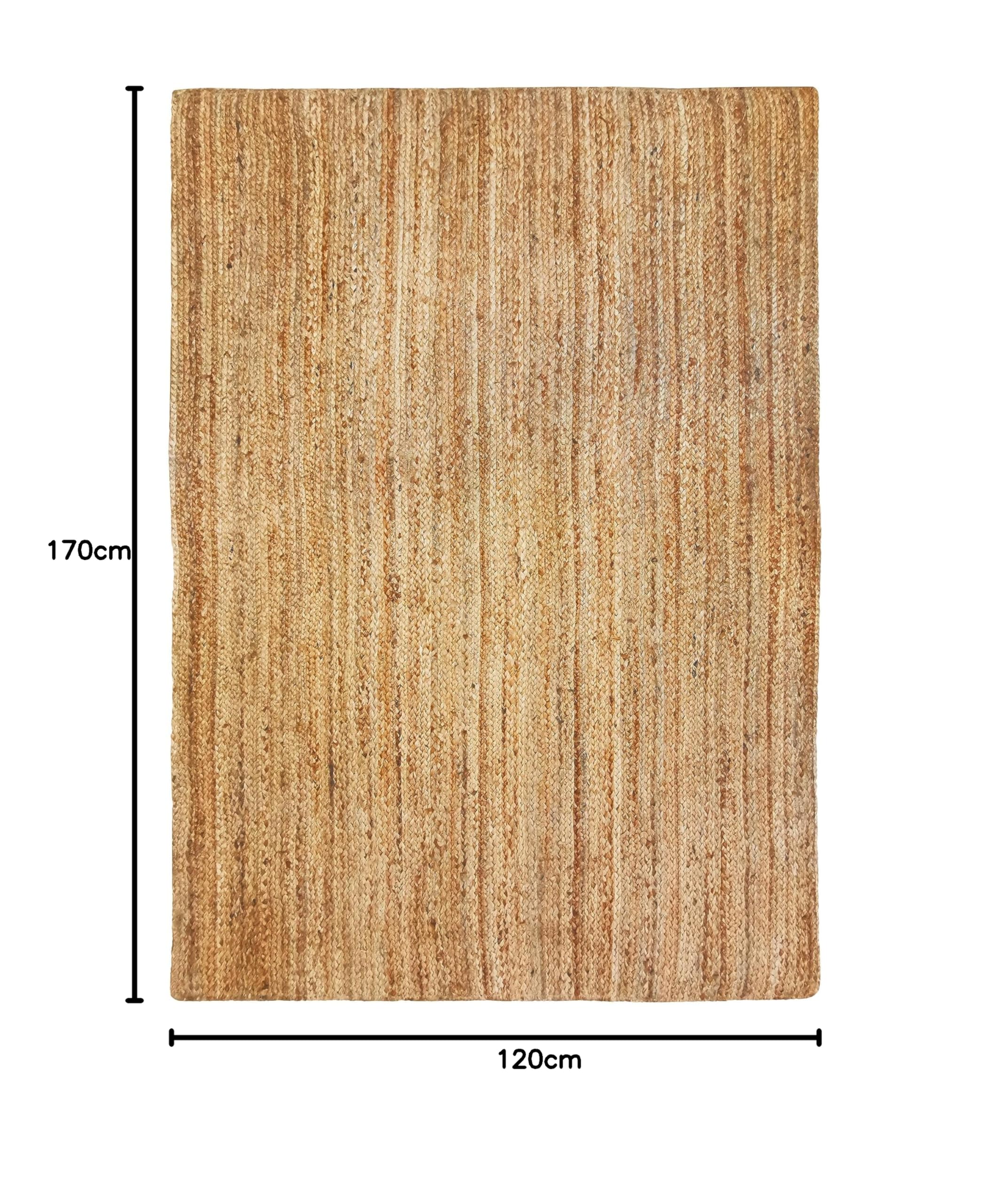 Thedecofactory Tapis en Jute tressé Main Motif Lignes Naturel 120x170