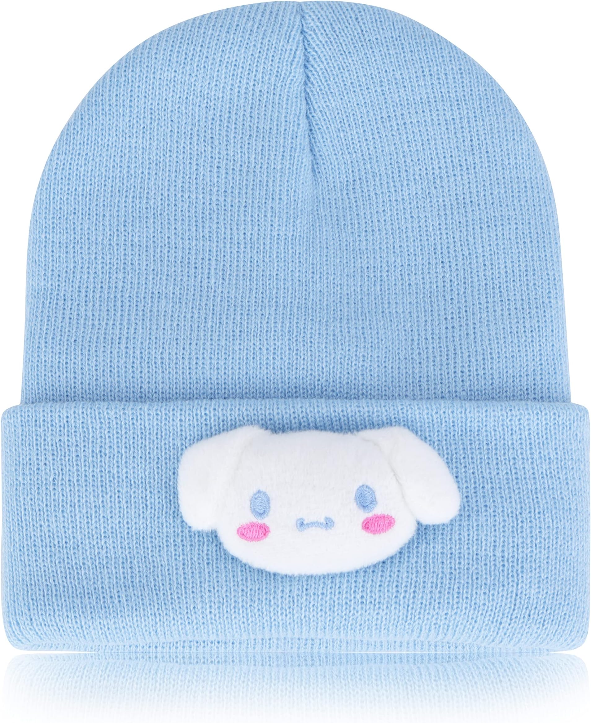 RoffatideAnime Cinnamoroll Cute Beanie Hat Kawaii Lolita JK Caps Winter Knit Hat for Boys Girls Embroidered Beanie Cap