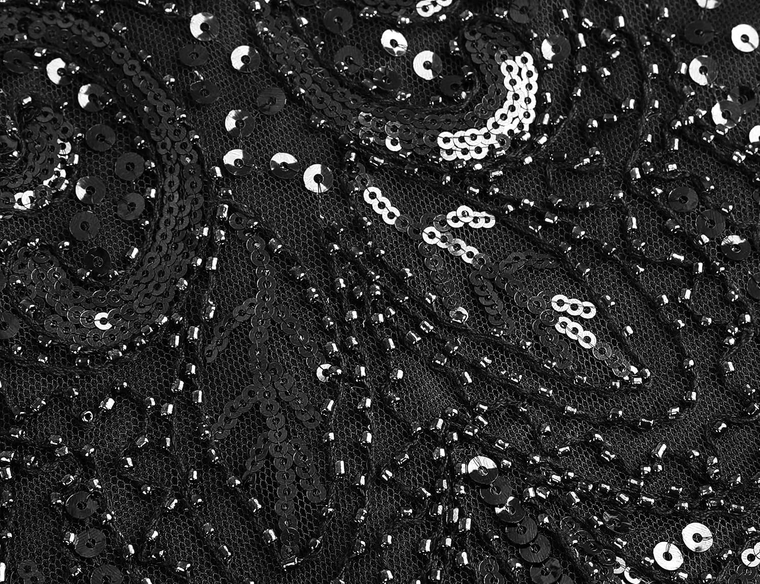 PrettyGuide Women's 1920s Gatsby Dress Long Fringe Vintage Sequin Art Deco Cocktail Flapper Dress with Sleeves - Image 7