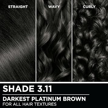 Garnier Olia Hair Color, Ammonia-Free Permanent Hair Dye, Oil-Powered Formula for 100% Gray Coverage and 3x Shinier Hair, Vegan & Cruelty Free, 3.11 Darkest Platinum Brown, 1 Count