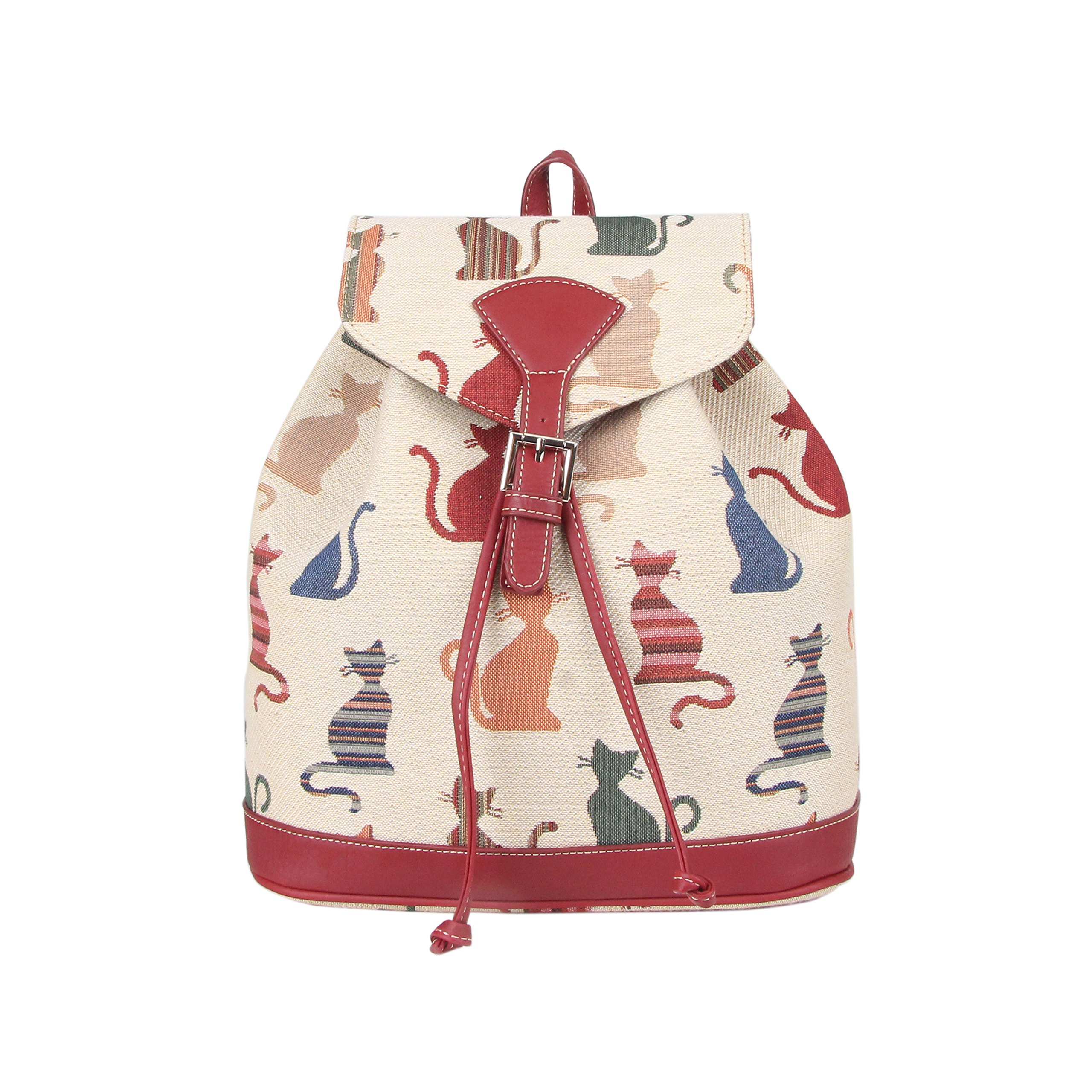 Signare William Morris Strawberry Thief Tapestry Flap Buckle Pull String Backpack