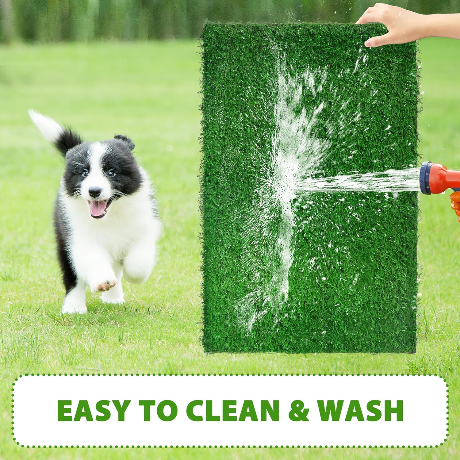 COZIWOW 28"x18" Replacement Artificial Grass Puppy Training Pads, Quickly Absorbency Portable Dog Potty Grass Pee Pads, Fit 30x20in Dog Potty Tray (2 Pack)