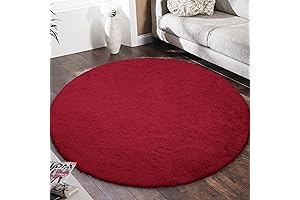 Easy-Going 4X4 Feet Round Red Rugs Area Rugs for Living Room