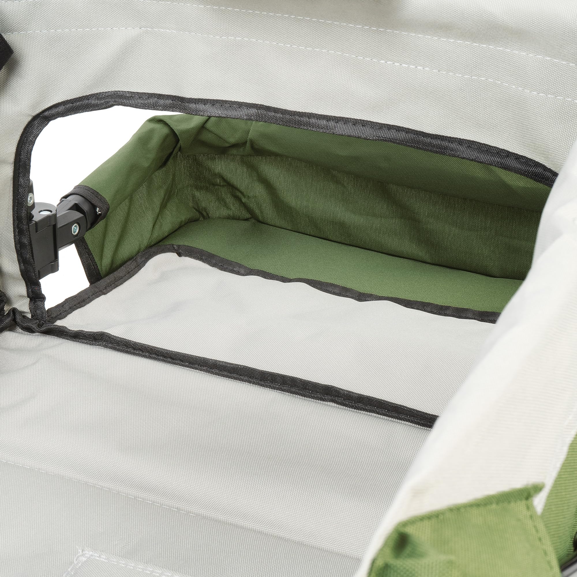 Zelsius Chariot de transport pliable avec toit | Vert/gris | Chariot de transport avec système de sangle | Chariot à main pliable | Chariot de jardin pliable avec toit pare-soleil et diable de