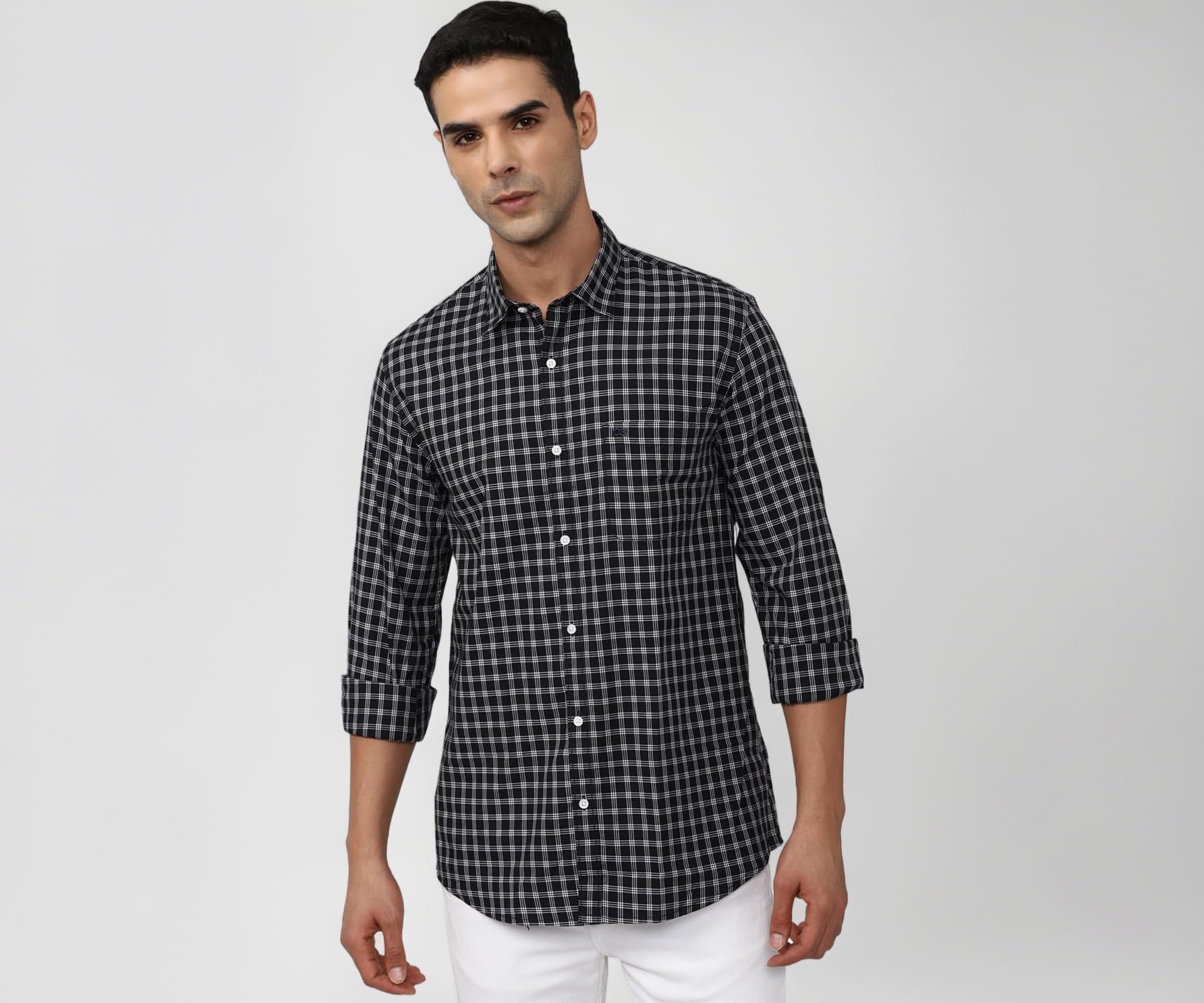 Peter England Men's Slim Fit Full Sleeve Checkered Casual Shirt | 100% Cotton | Premium Twill Weave