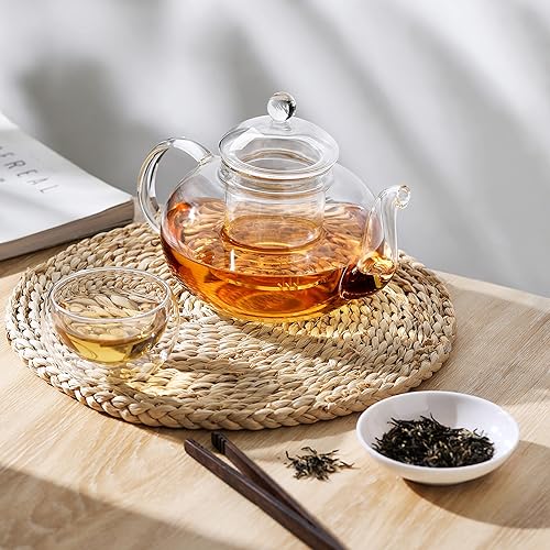 Miniatura 3 de CnGlass Tetera de vidrio de 20.3 oz y tazas de té de vidrio de 5.1 oz (paquete de 4)