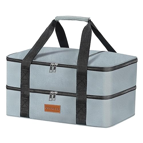 Double Decker Insulated Casserole Carrier for Hot or Cold Food,