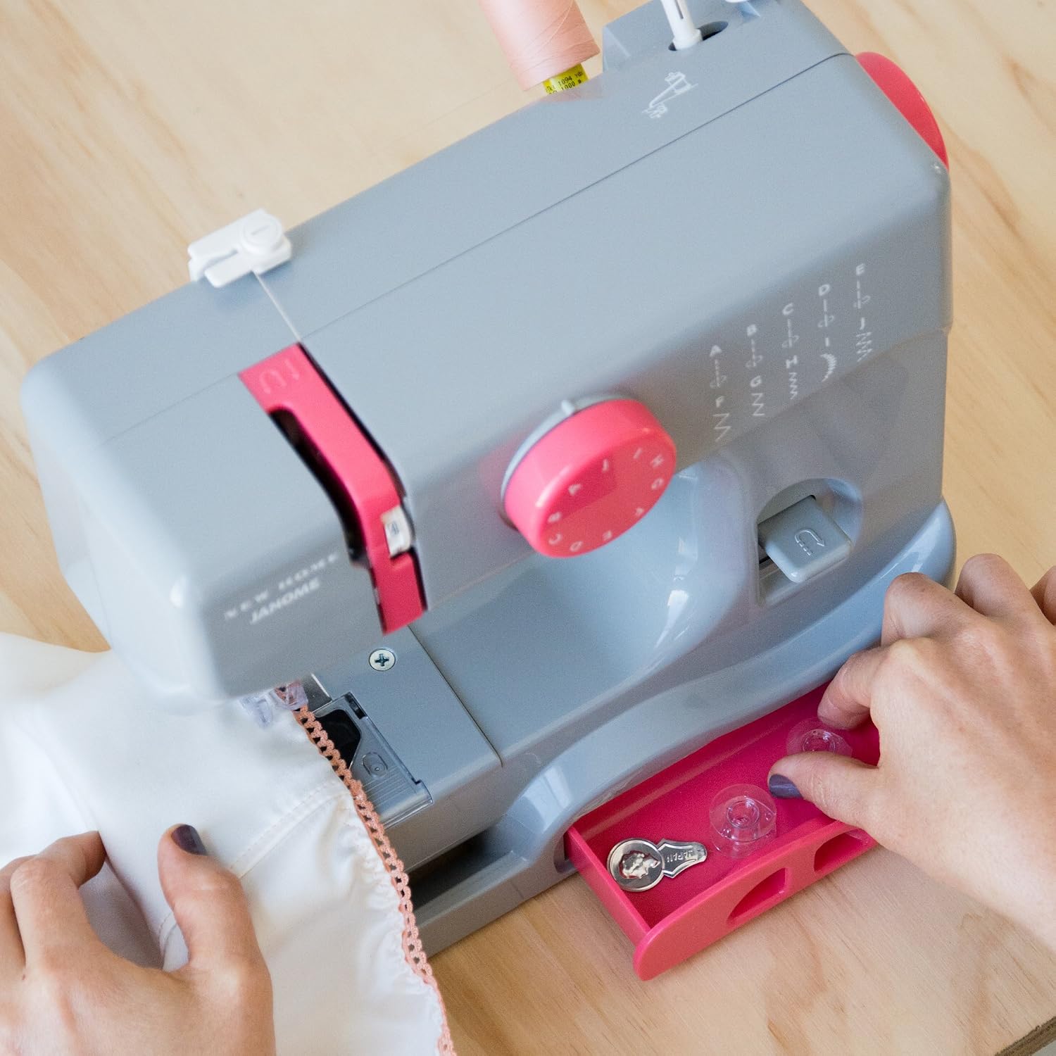Janome Graceful Gray Basic, Easy-to-Use, 10-Stitch Portable, Compact Sewing Machine with Free Arm only 5 pounds
