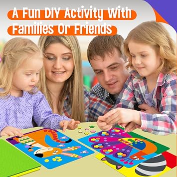 SpriteGru Foam Sticker Art Activity, 20 Wild Animal Art Boards with 1660 Foam Stickers in 10 Colors, Funny DIY Activity Creative Craft Kits Travel Game for Kids, Boys & Girls