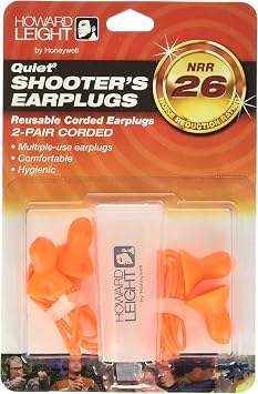 Howard Leight by Honeywell Quiet Corded Reusable Shooting Earplugs, 2-Pairs R-01522, Orange