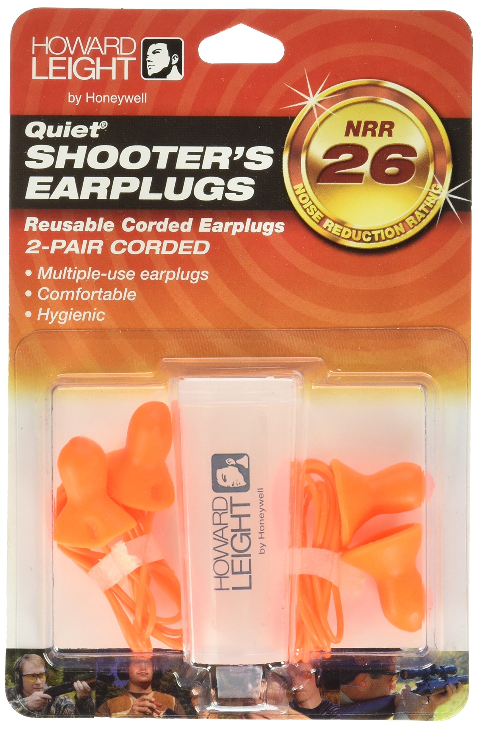 Howard Leightby Honeywell Quiet Corded Reusable Shooting Earplugs, 2-Pairs (R-01522) , Orange
