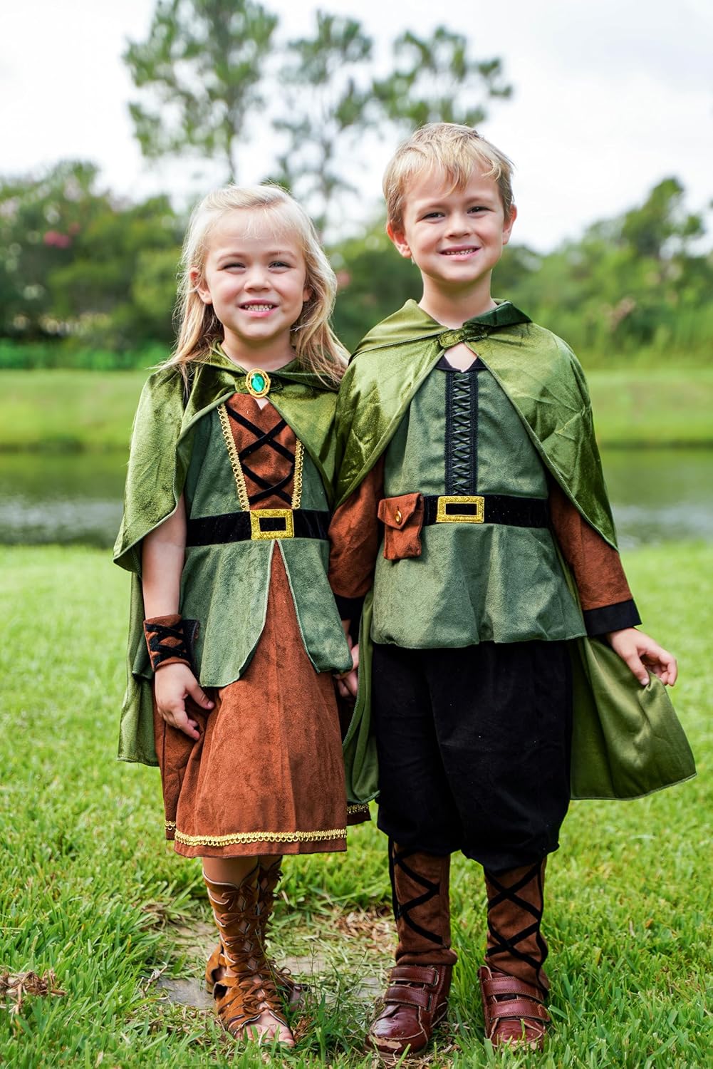 ReliBeauty Kids Archer Costume Boys Girls Hunter Costume with Cape,Green - Image 6