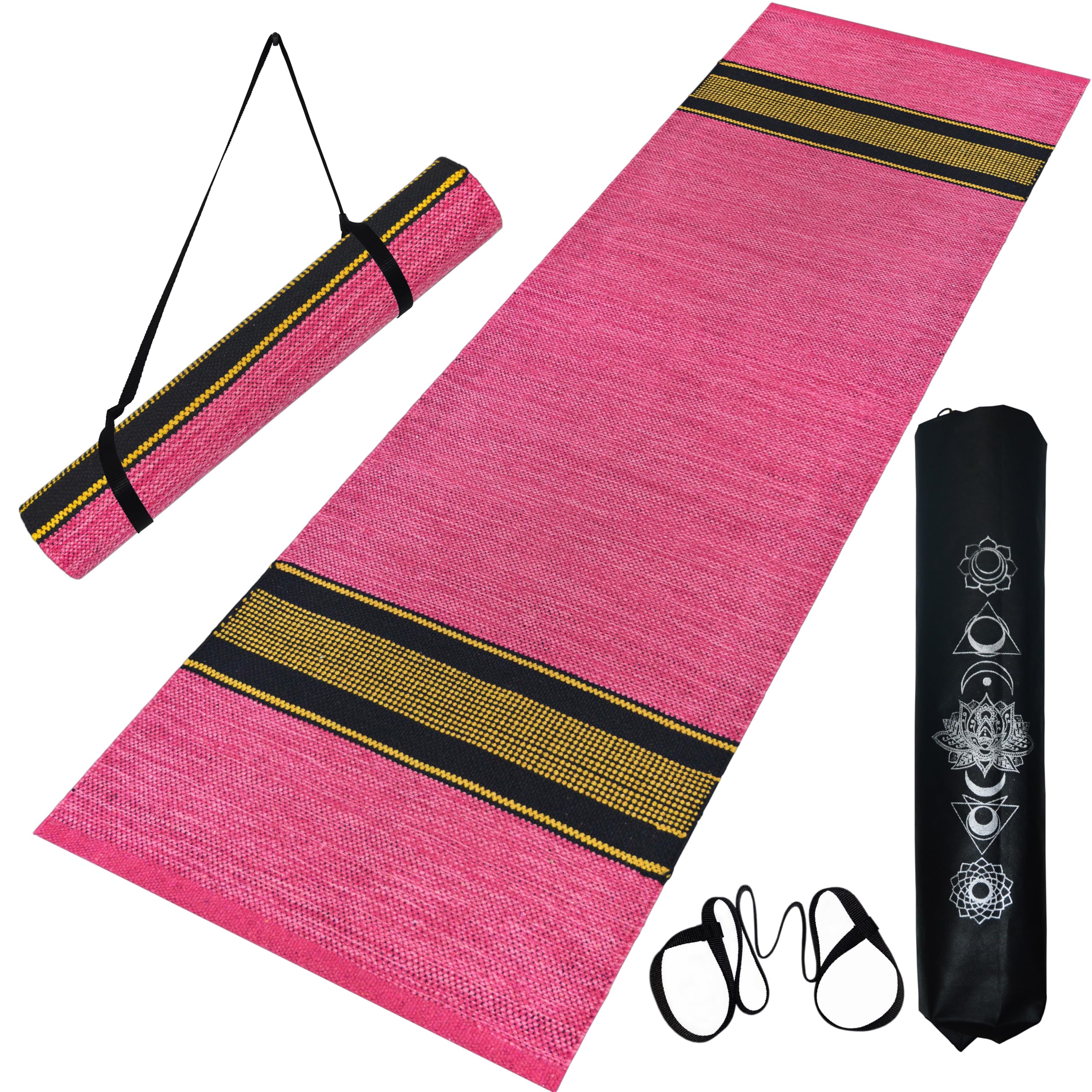 House of Handmade™ - Premium Cotton Yoga Mats for Women and Men, 2X6 feet, 5mm thick, Anti Skid backing, Light Weight, Machine Washable, Non Slip for Home Exercise & Pilates (Pink) (B0CTGDXPTN) Amazon Price History, Amazon Price Tracker