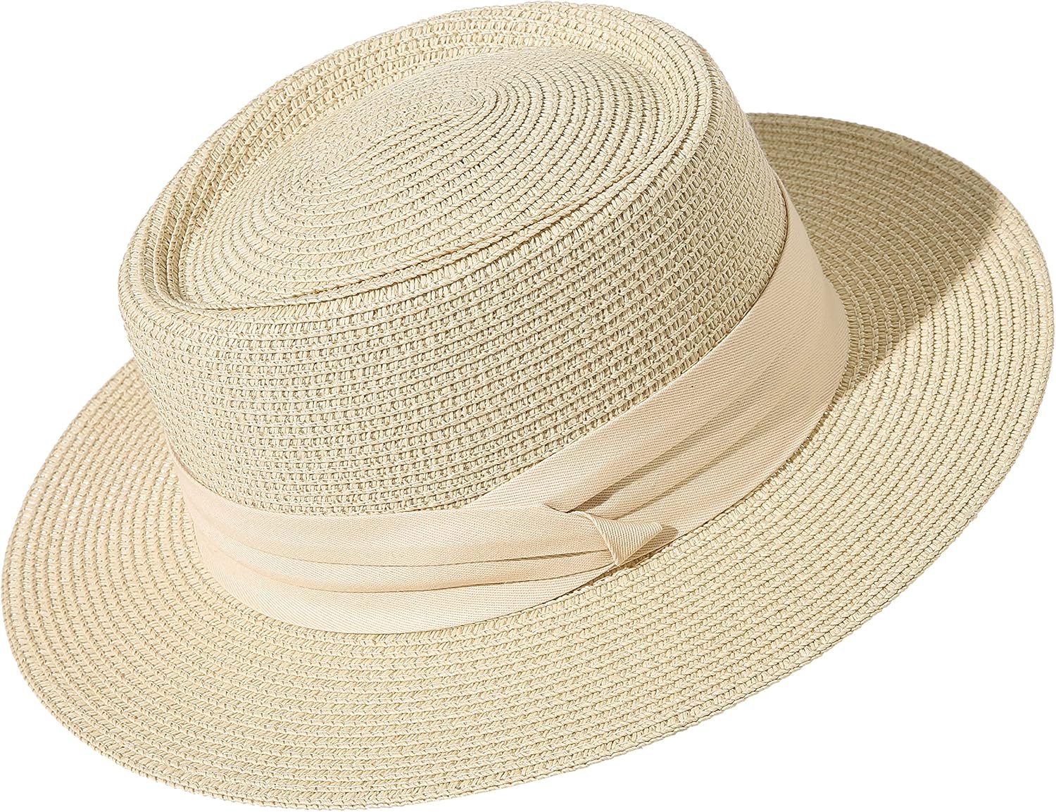 Lanzom UPF50+ Women Wide Brim Straw Panama Sun Hat Boater Summer Beach Sun Hat - Image 3