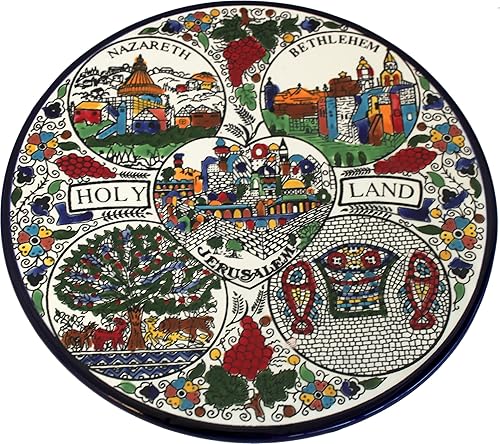 Holy Land Market Plato de cerámica con motivo de Tierra Santa - Árbol de la Vida (10.5 pulgadas - 10.2 in)