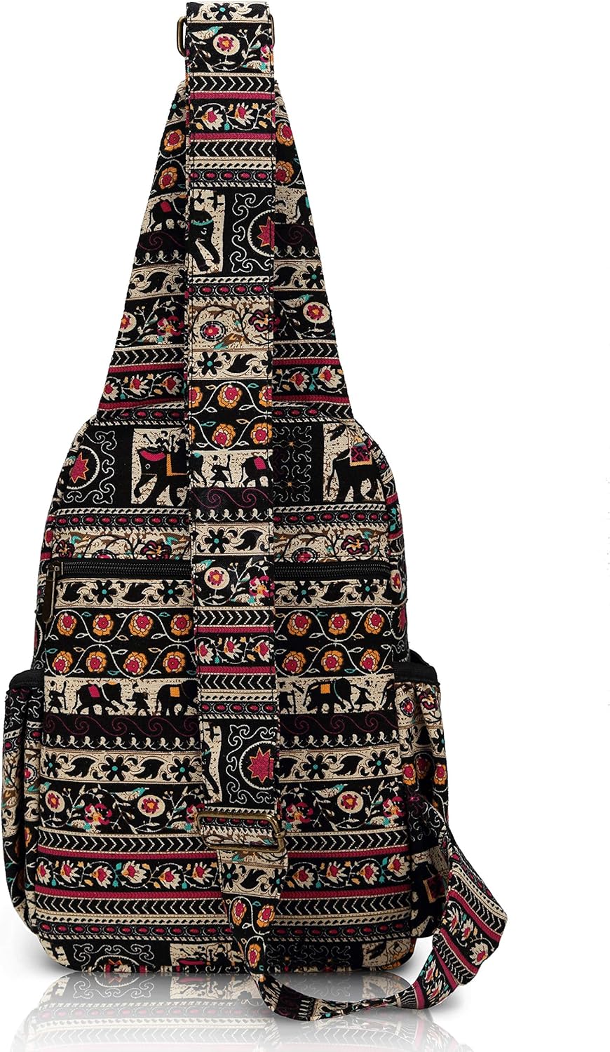 Coton Pose Women sling bag Elephant canvas large boho backpacks bohemian Crossbody bag (Red) - Image 5