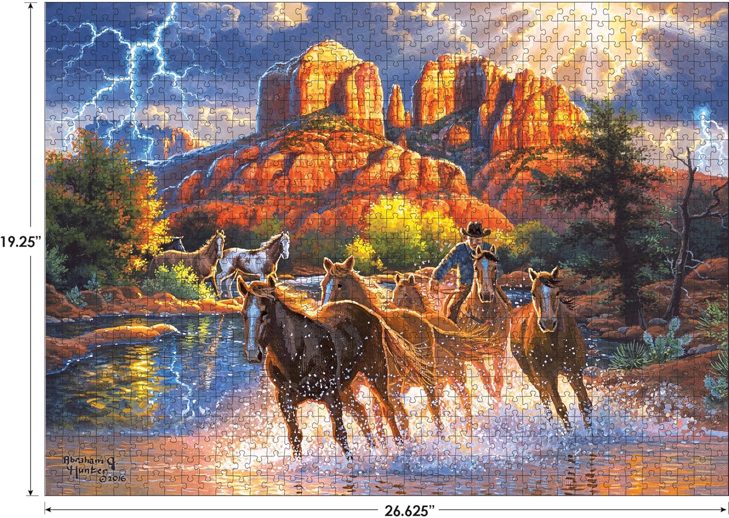 RoseArt - Abraham Hunter - Mountain Horses - 1000 Piece Jigsaw Puzzle for Adults