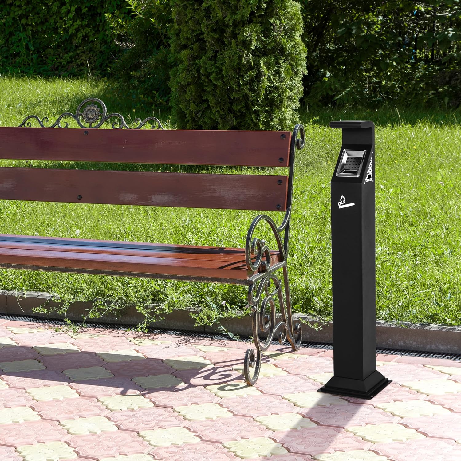 AIWFL Commercial Trash Disposal with Removable Inner Barrel, Lock Design, Standing Metal Ash Receptacle for Outside Sidewalk Office Restaurant Bar Convenience Store