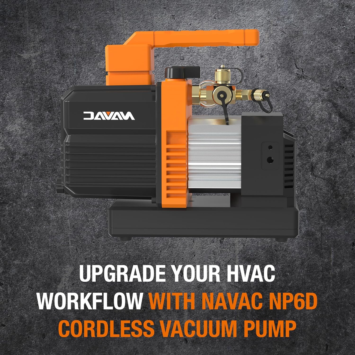 NAVAC NP6D BreakFree Cordless Vacuum Pump (Pump Only), 6 CFM Dual-Stage DC Motor, 15 Micron, A2L Compatible, Includes Battery Adaptor, Works with 18V Battery Compatible with DEWALT - 19.1 lbs