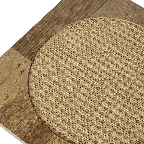 Miniatura 12 de GIA Juego de 2 sillas decorativas y mesa auxiliar de ratán moderno de mediados de siglo para sala de estar, dormitorio y oficina, 2 piezas, tapizado