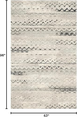 Miniatura 2 de SAFAVIEH Retro Collection - Alfombra de área de 5 pies 3 pulgadas x 8 pies, color crema y gris, diseño abstracto moderno, no desprende pelusa y de