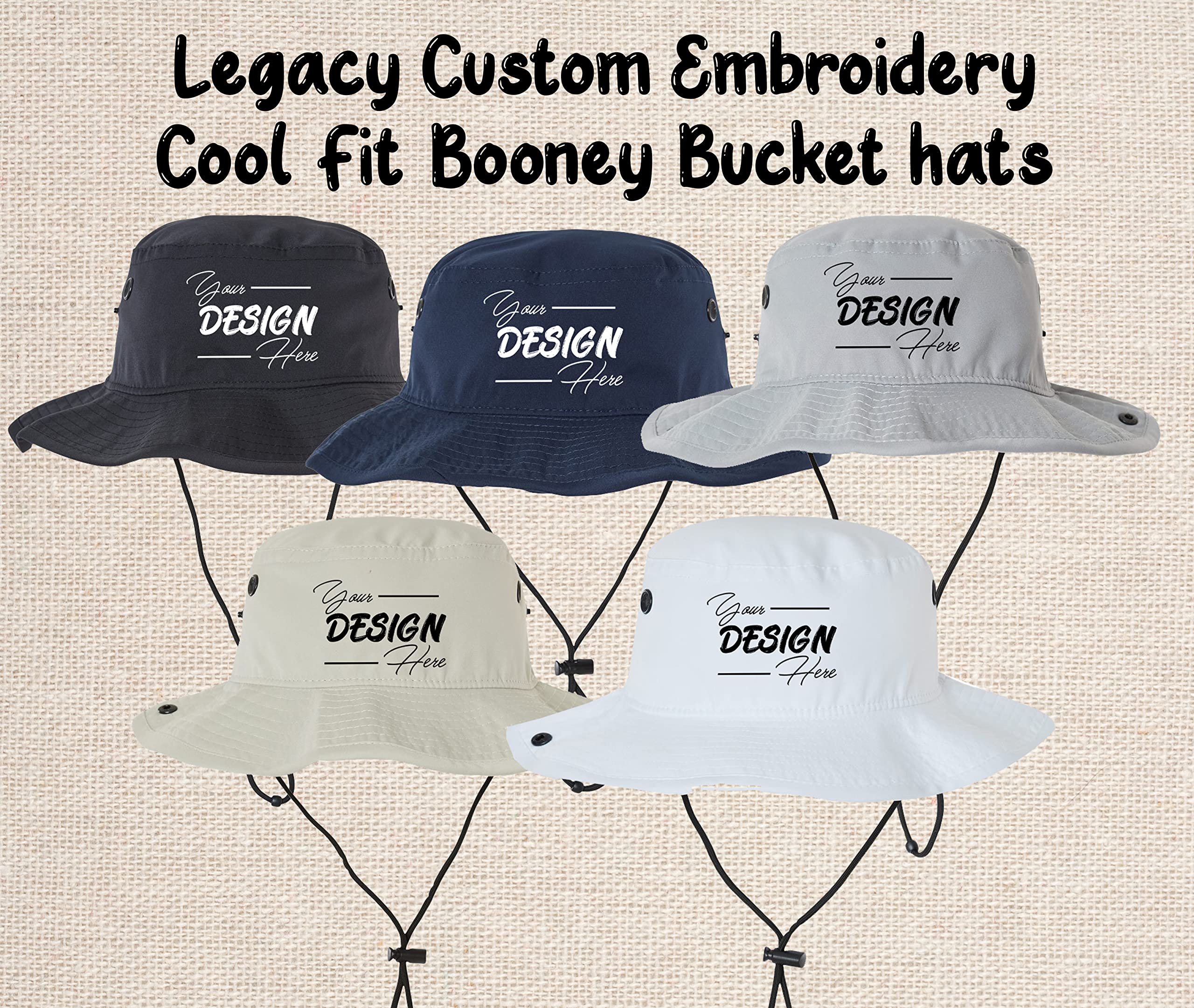 INK STITCH CFB Legacy Custom Embroidery Personalized Add Your Logo Texts Cool Fit Booney Bucket Hats (Black)